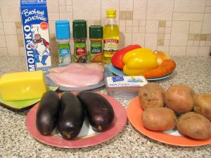 Запеканка с куриным филе, овощами и картофельным пюре. Ингредиенты